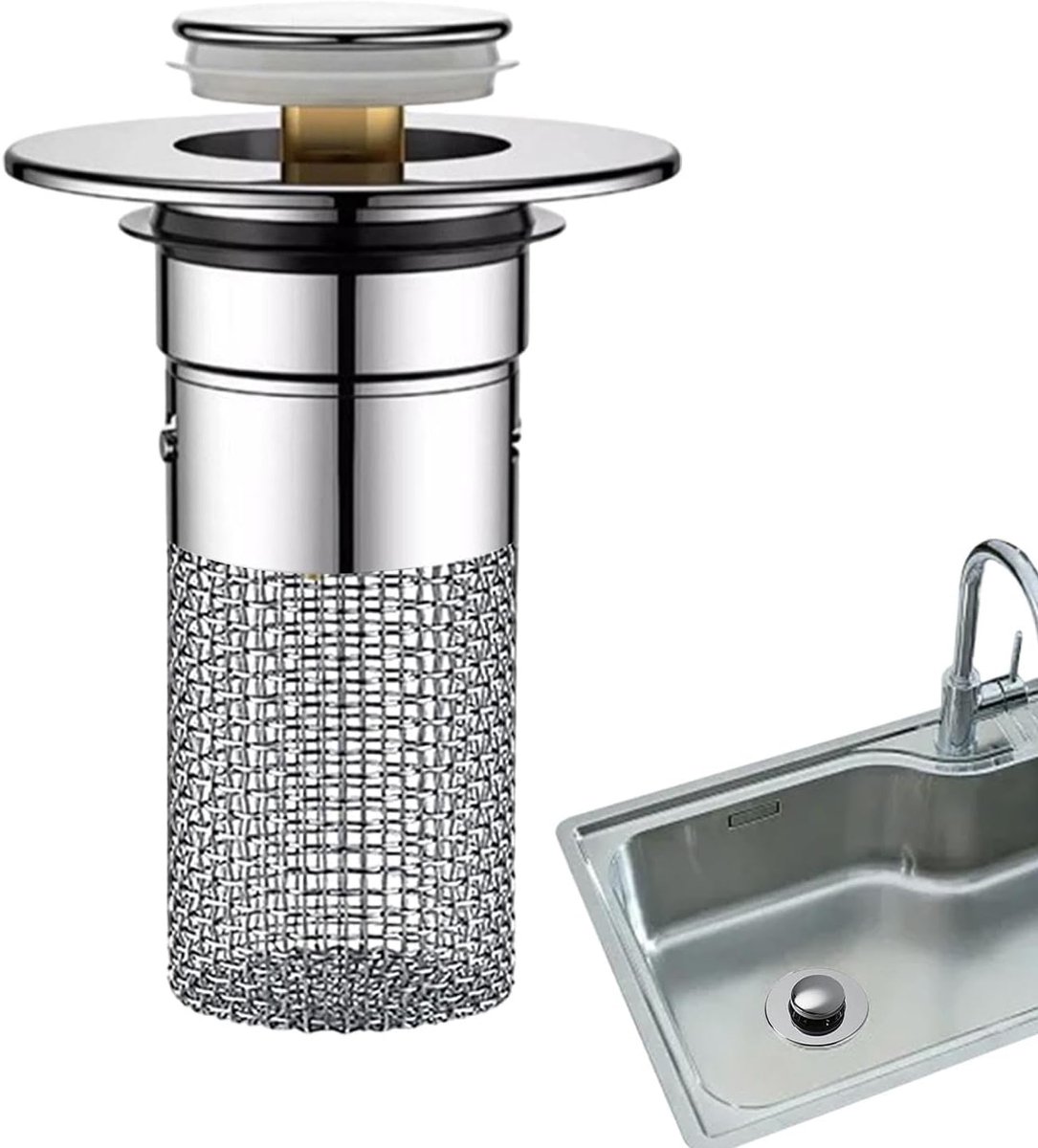 Haarvanger Afvoer - Stop Haar - Verstopping Voorkomen - Roestvrijstalen Mand - 6 x 8 cm - Zilverkleurig