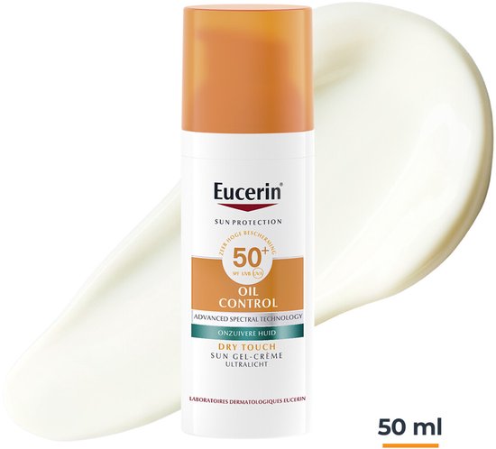 Eucerin Sun Oil Control Gel-Crème Zonnebrand Gezicht - SPF 50+ - Zonbescherming voor Vette en Acne-gevoelige Huid - 50 ml