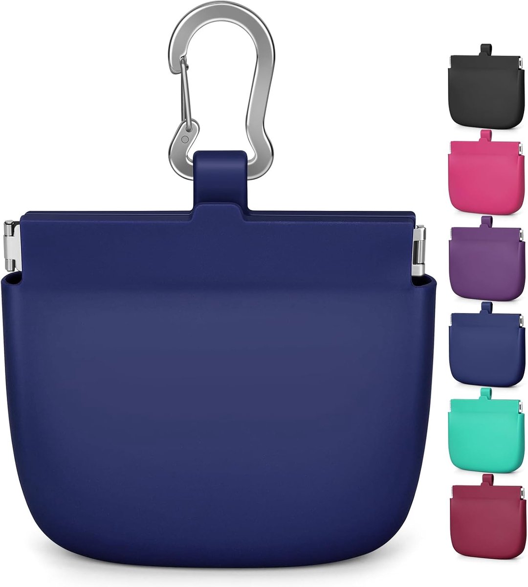 BOTC Siliconen Honden Beloningstasje - Waterdicht & Flexibel-Dog Treat Pouch met Eénhands Toegang - Automatische Sluiting & Clip voor Honden Training en Wandelen - Diepblauw