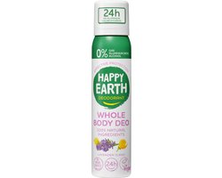 Happy Earth Whole Body Deodorant Spray Lavender Ylang - 100% Natuurlijk - 24 Uur Bescherming - Alcoholvrij - Zonder Aluminium-Chloorhydraat - 100 ml
