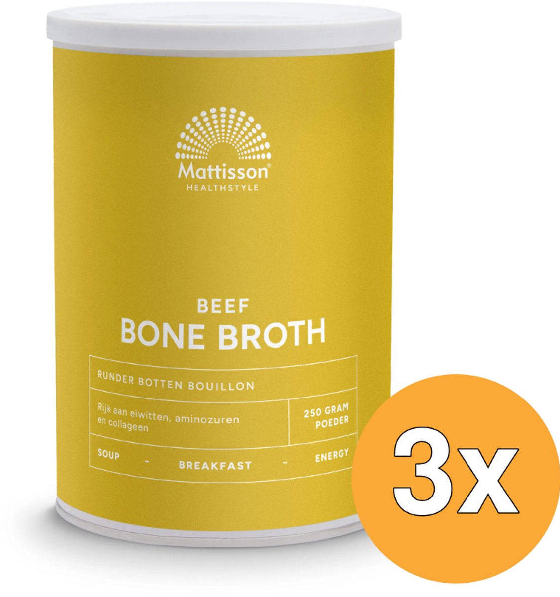 3x Mattisson Beef Bone Broth Botten Bouillon (250 gr)