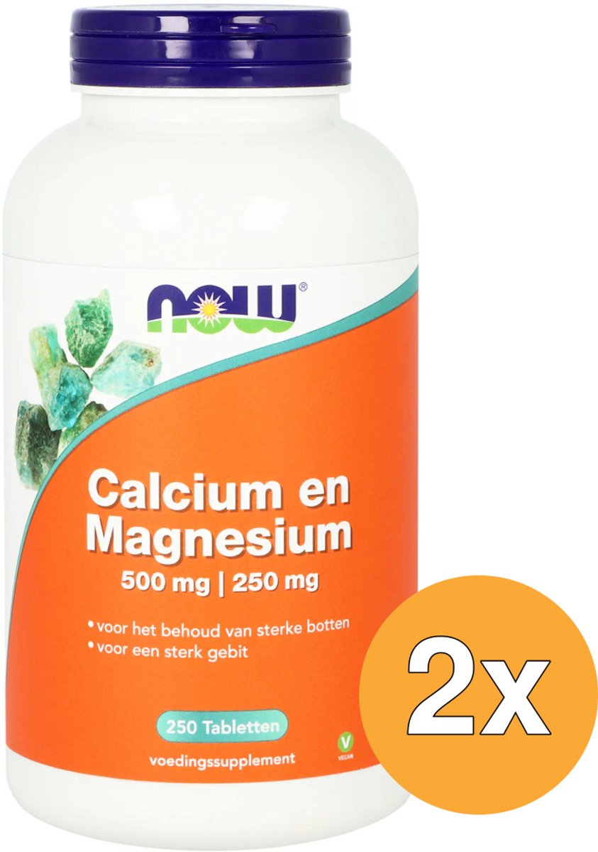2x Now Calcium 500 mg en Magnesium 250mg (250 tabletten)