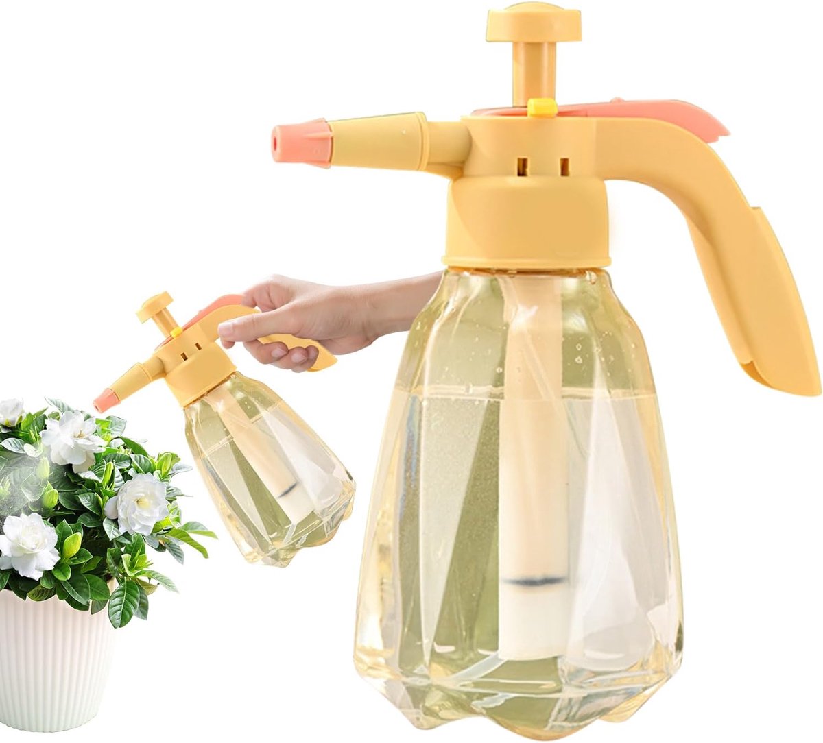 Handpomp sproeier - Drukspuit fles - Planten water geven - Verstelbare sproeikop - 15 liter - Geel