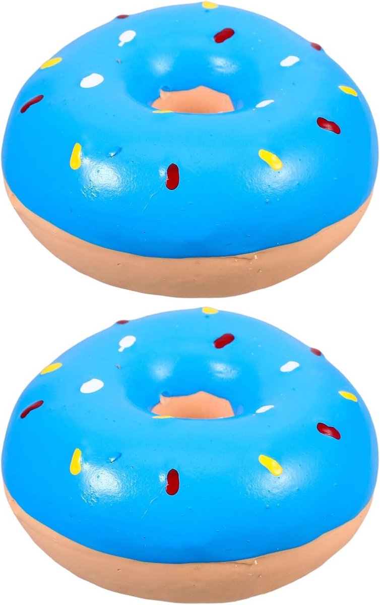 Hondenspeeltjes Set - Donut Speelgoed - Interactief Spelen - Zachte Latex - 2 Stuks - Hemelsblauw
