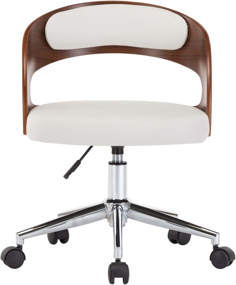 Bureaustoel Directiestoel - Armleuning Stoel - Comfortabel Werken - Ergonomisch Ontwerp - 48x53x74.5 cm - Wit