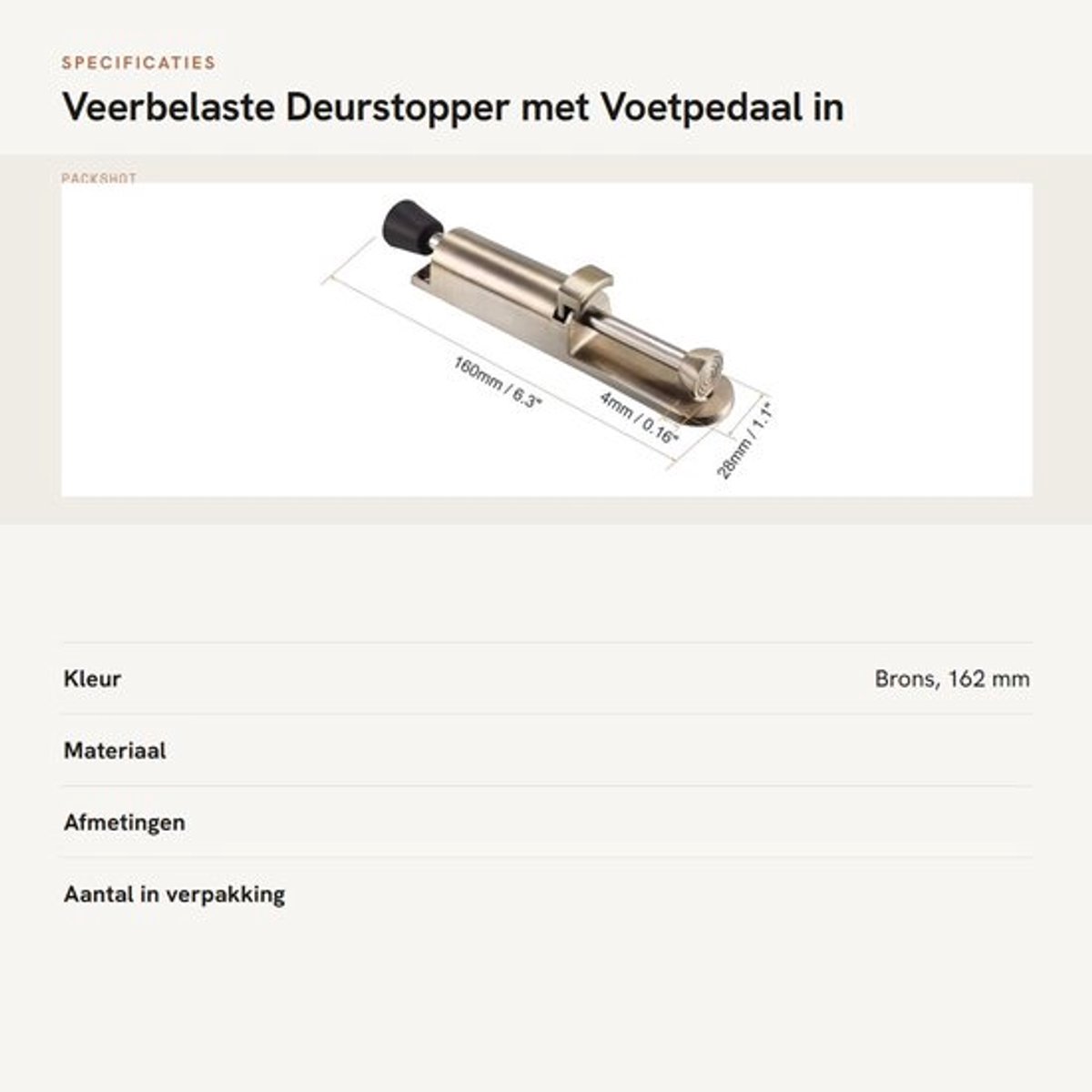 Robuuste veerbelaster voor zinklegering en deurhouden