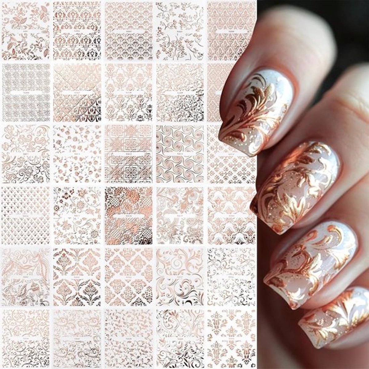 NTHProducts - 3D Nail Stickers - Nail Art Decoratie - Rose Gold - Zelfklevende