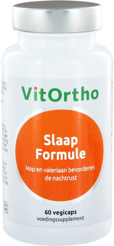 VitOrtho Slaap Formule, 60 vegicaps voedingssupplement in een witte pot.