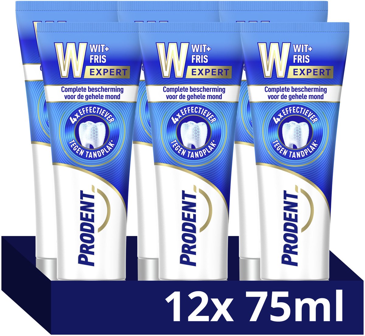 Prodent Tandpasta - Wit + Fris Expert - 4 keer effectiever tegen tandplak* - 12 x 75 ml
