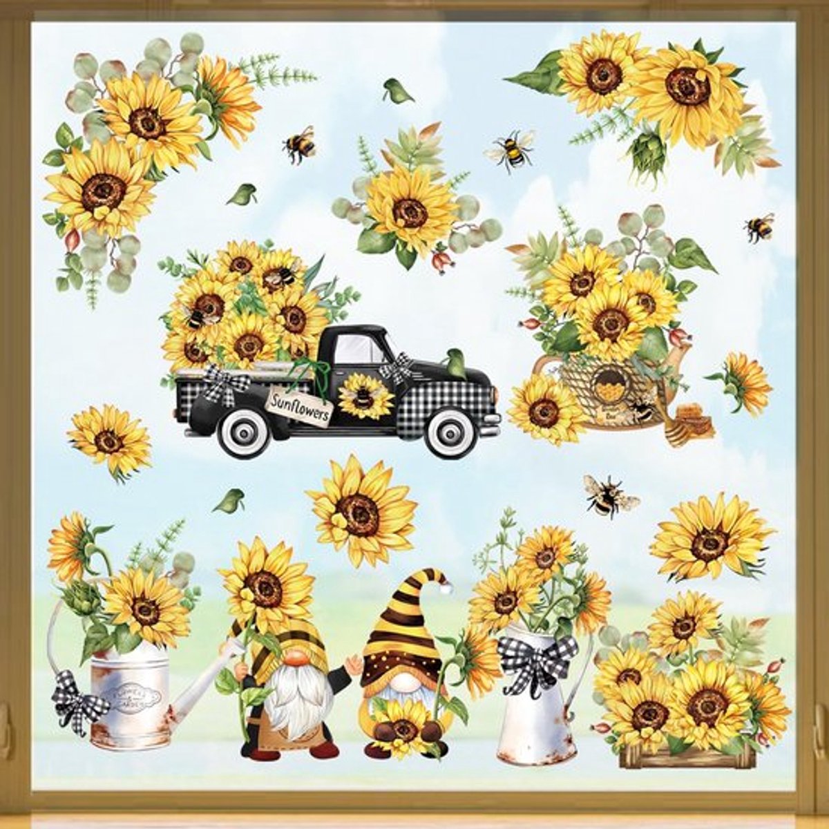 MTTProducts - Raamstickers - Zomerbloemen - Dubbelzijdig - Multicolor