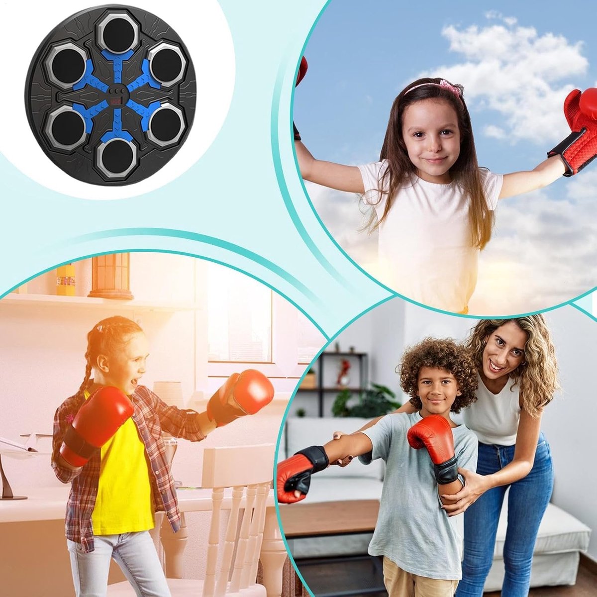 Muziek Boksmachine - Bokstrainer Wandmontage - Thuis Fitness - Interactieve Muziek - 35 cm diameter - Zwart