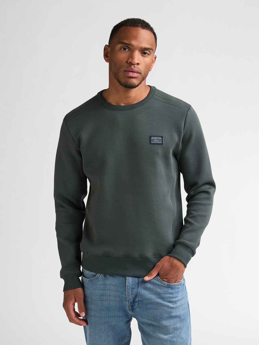 Petrol Industries - Heren Scuba sweater met ronde hals steelwall - Groen - Maat XXXL