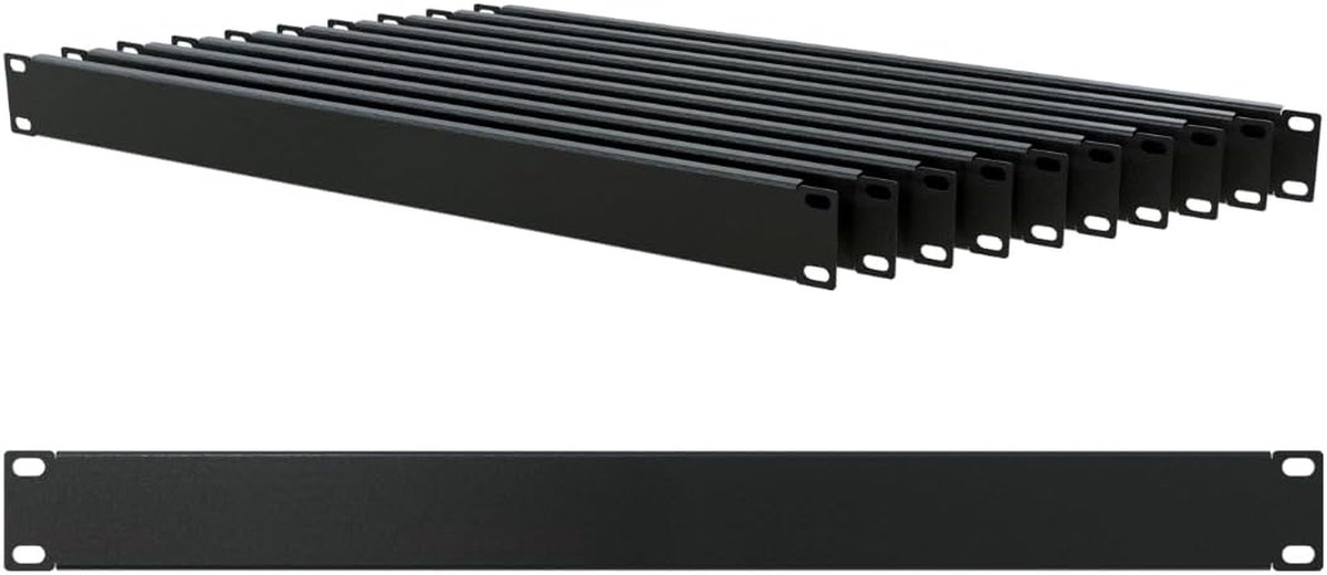 Blindpaneel 19 inch - Afdekplaat Montageplaat - Netwerkkast Organisatie - Verbetert Koelefficiëntie - 10 x 1U - Zwart