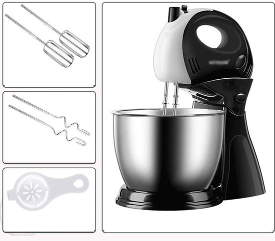 Elektrische Mixer - Keukenmixer Deegmixer - Bakken en Koken - Kantelbare Kop - 3L Kom - Zwart — afbeelding 3