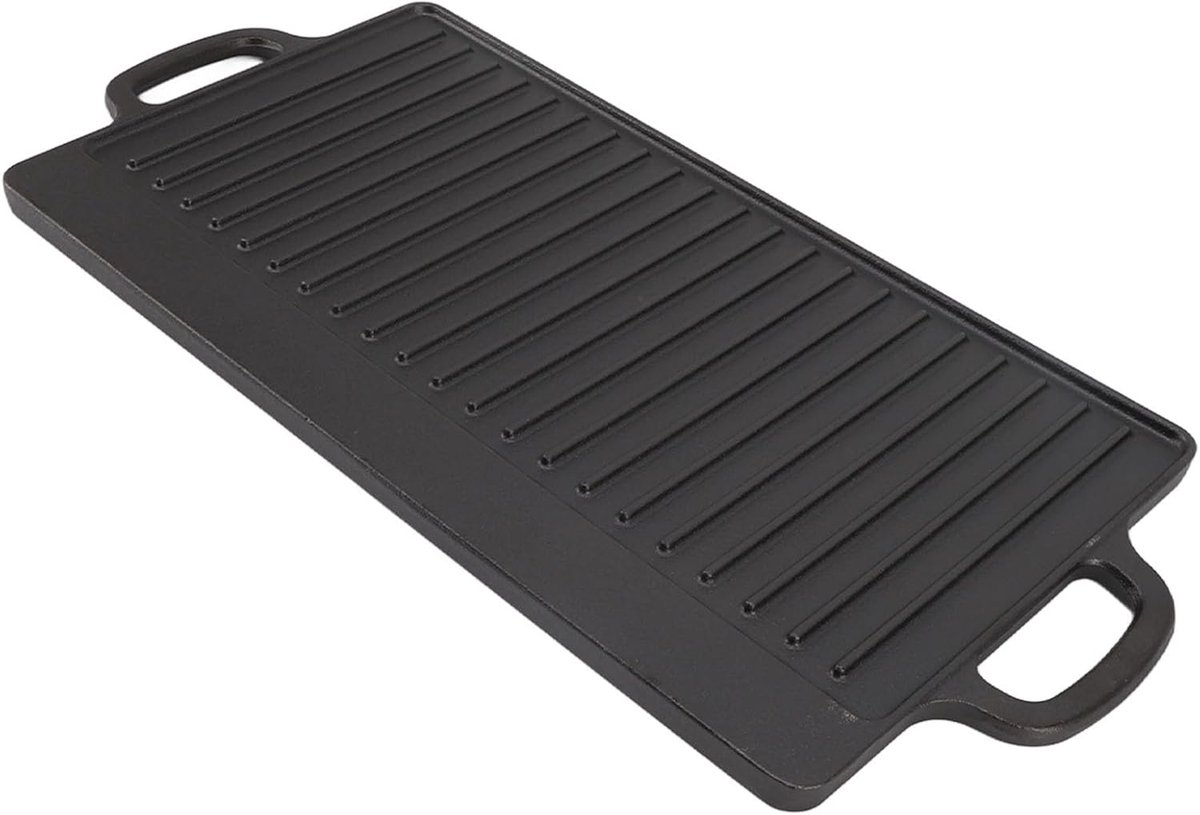 Dubbelzijdige Grillplaat Bakplaat Plancha Buiten Koken Gelijkmatige Verwarming Groot Zwart