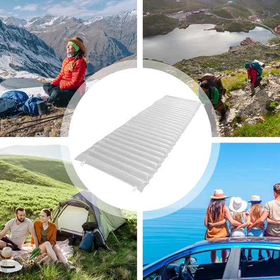 Opblaasbare Camping Matras - Luchtbed Ligmat - Outdoor Kamperen - Ingebouwde Pomp - 200x60cm - Transparant — afbeelding 4