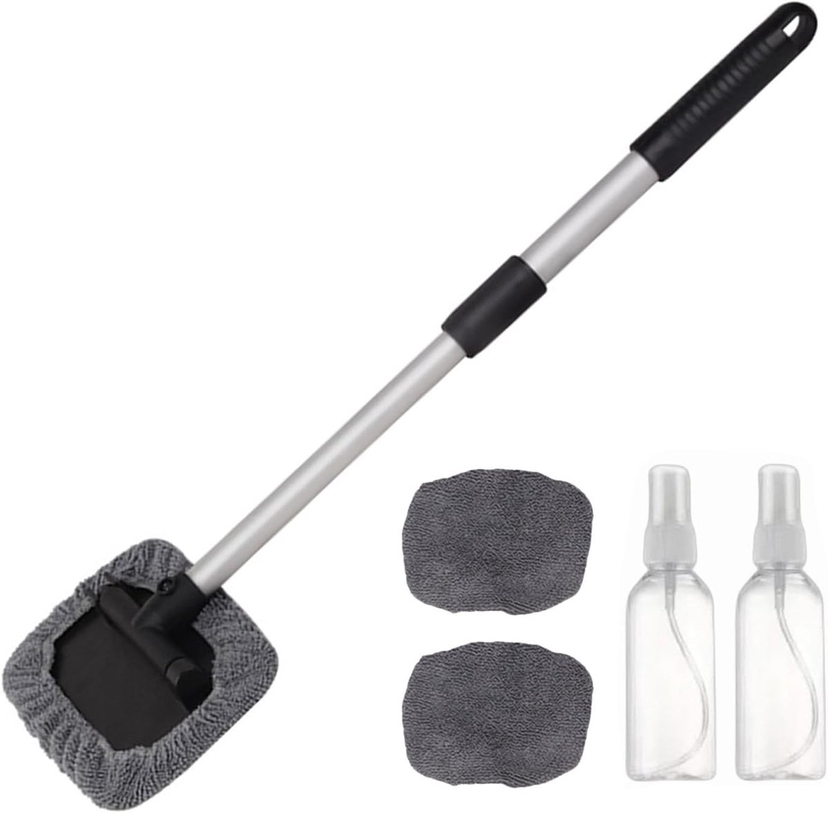 Ruitenreiniger Auto - Glasbewassing Tool - Interieur Reinigen - Inclusief Extra Pads - 34 cm Opvouwbaar - Grijs