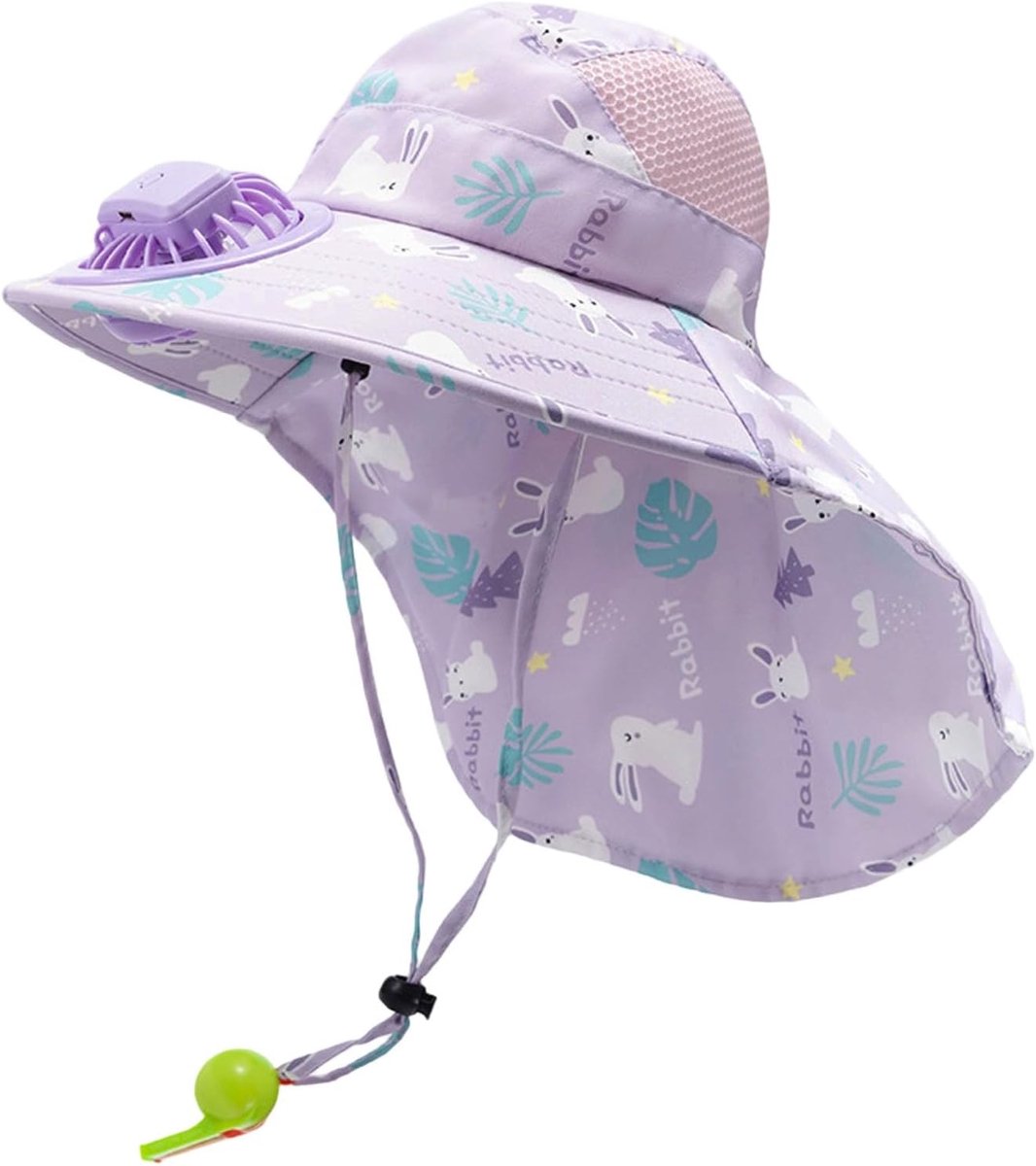 Zomerhoed Kinderen - Ventilator Pet - Outdoor Activiteiten - USB Oplaadbaar - 3-10 Jaar - Blauw