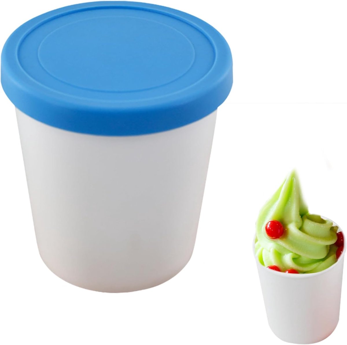 IJscontainer met deksel - Voedsel opslag - Zelf ijs maken - Lekvrij en stapelbaar - 1 liter - Blauw