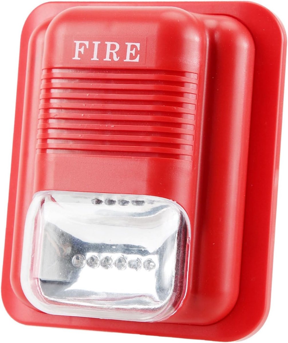 Geluidslicht Alarm - Sirene Waarschuwing - Branddetectie - Dubbel Draad Systeem - 134x115x48mm - Rood
