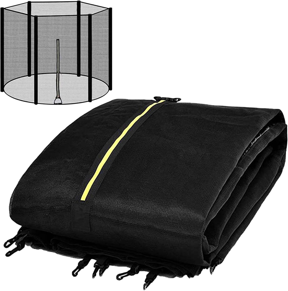 Trampoline Net Vervanging - Veiligheidsnet Trampoline - Buiten Spelen - Dubbele Ritssluiting - 6 8 10FT - Zwart