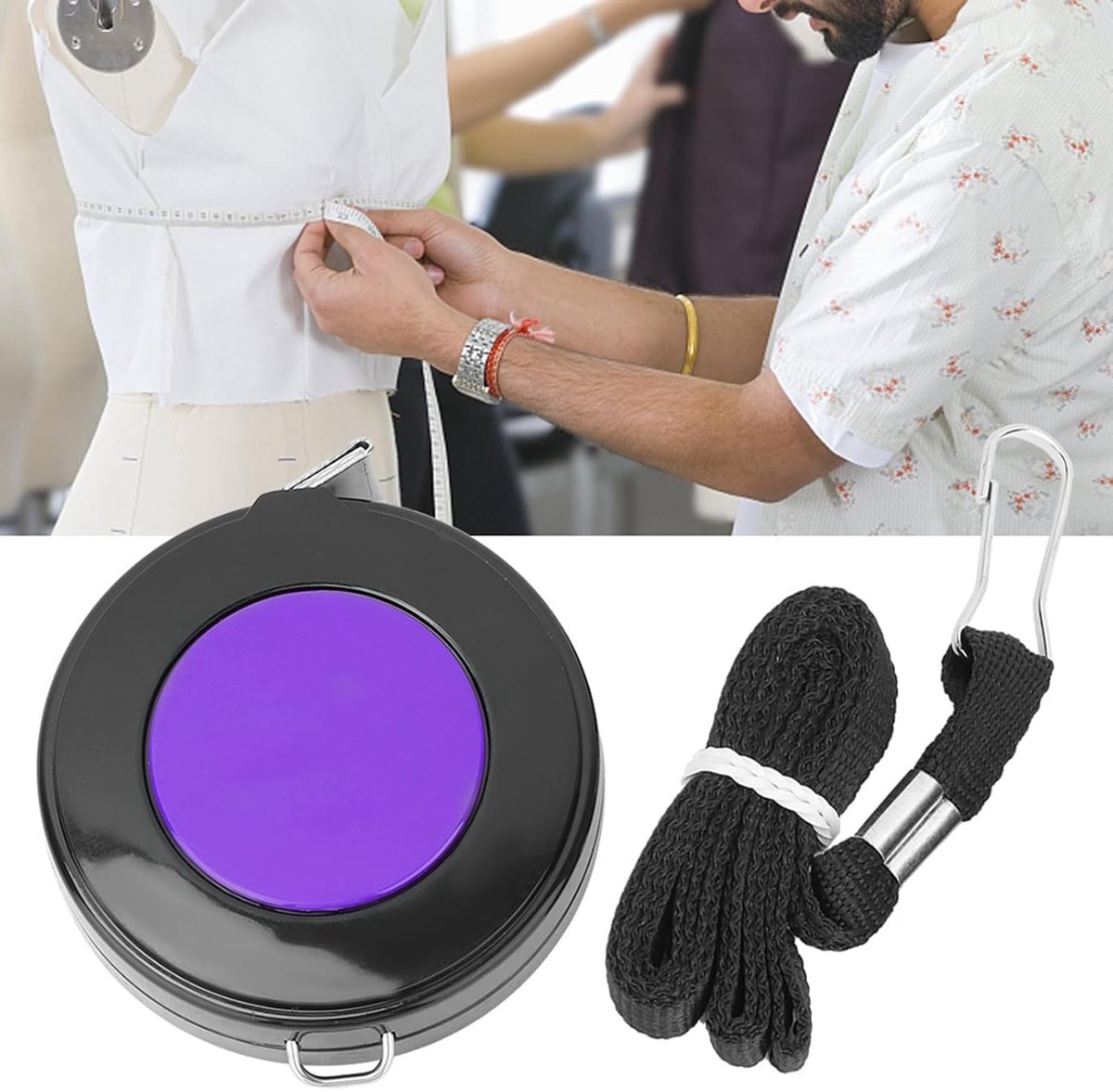 Zacht Meetlint - Intrekbaar Lint - Lichaam Meten - Eén Knop Intrekbaar - 150 cm - Blauw