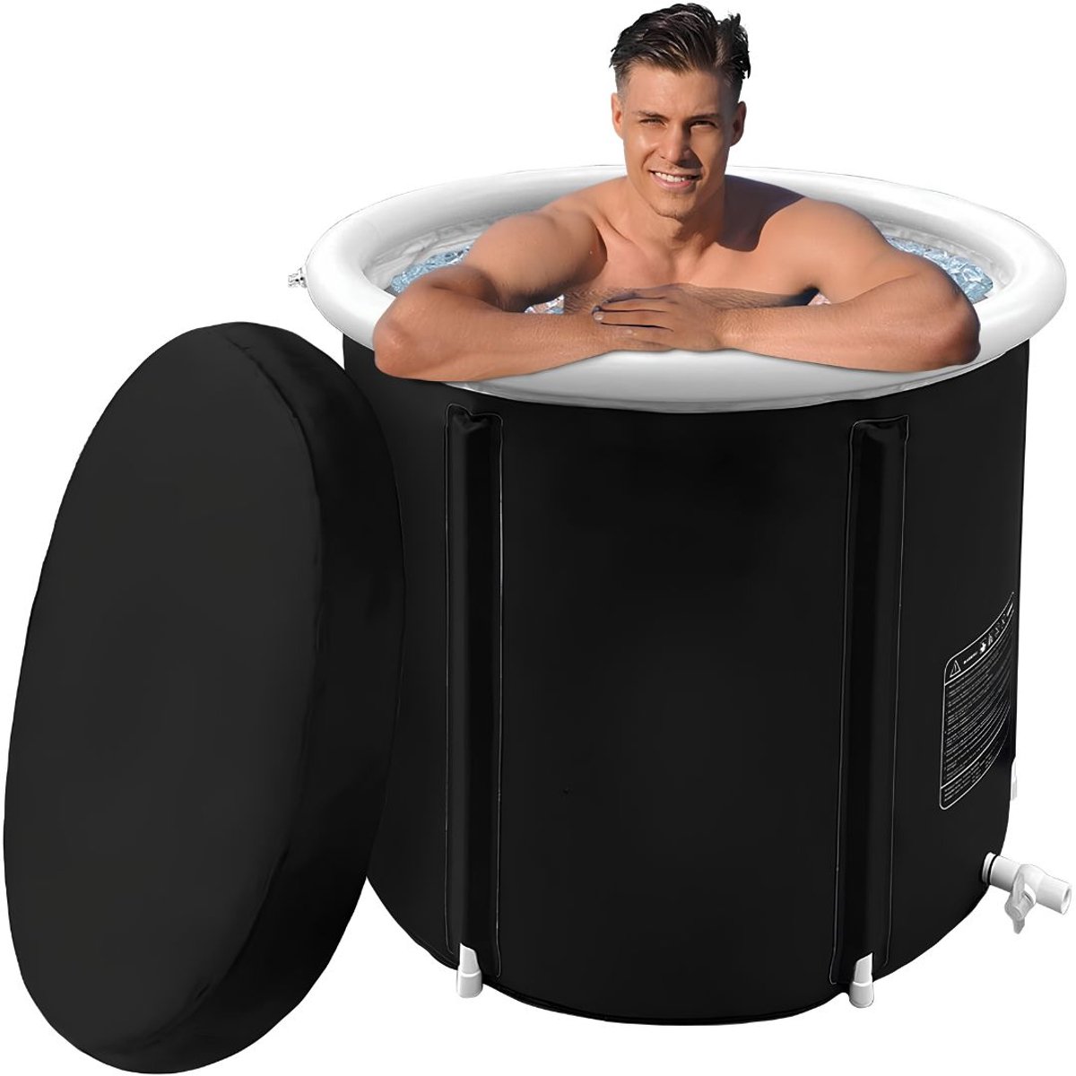 SP® Ijsbad - 402L Capaciteit - Opblaasbaar Bad - Ice Bath - Zwart - 80cm x 80cm x 80cm
