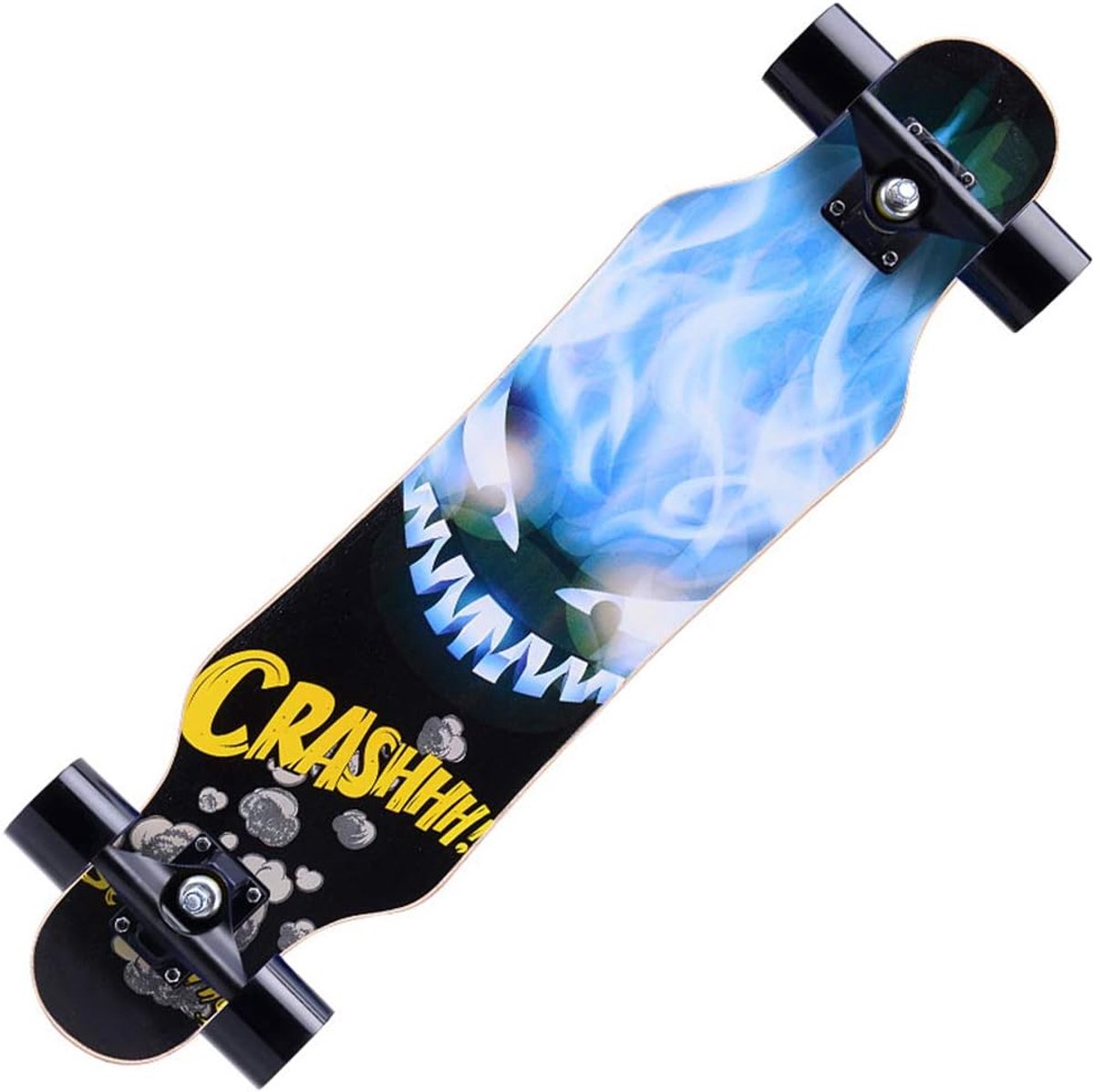 Vierwielig skateboard Streetboard Straat rijden Dubbel concave dek 80 x 20 cm Natuurlijk