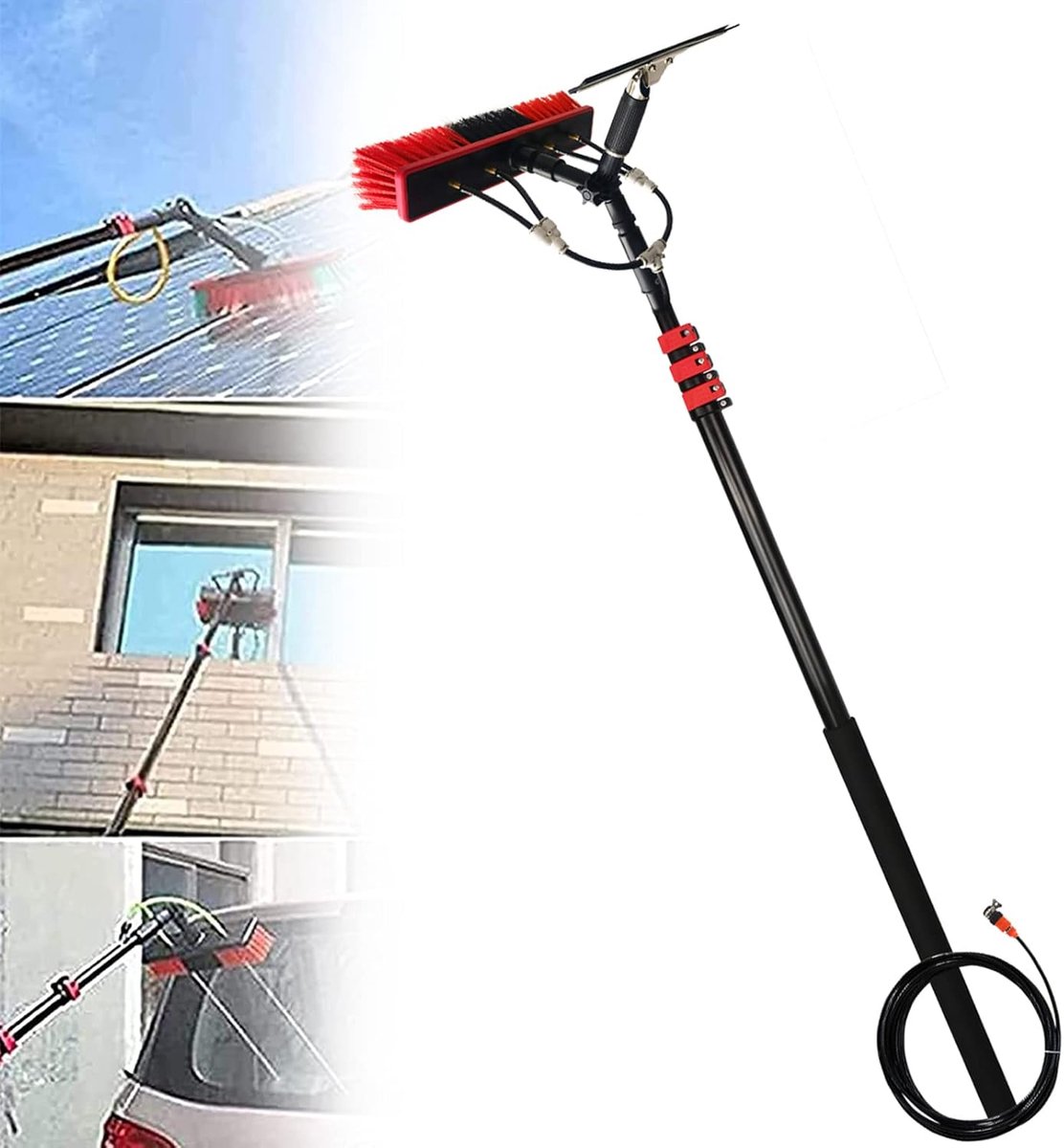 Reinigingsset Zonnepanelen - Raamwisser Stang - Hoge Ramen Wassen - Telescopische Stang - Verstelbaar - Blauw