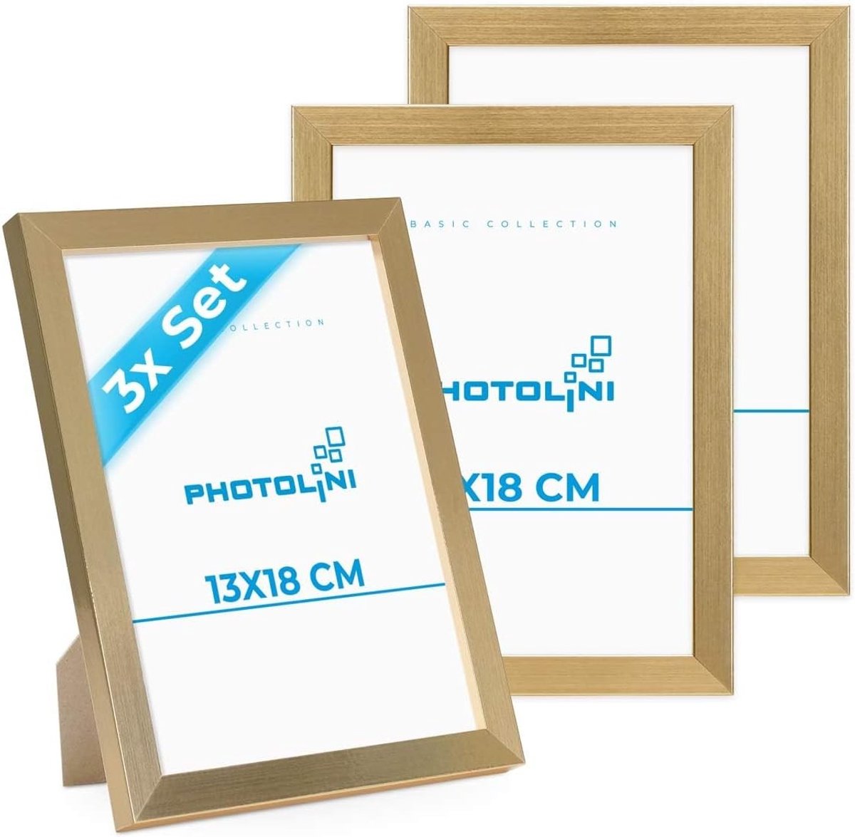 Set van 3 Fotolijsten - MDF Goud - Modern Design - Met Acrylglas - Voor Thuisdecoratie