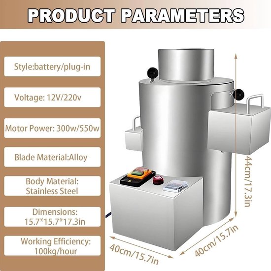 Elektrische Kastanjeschiller - Notenkraker Machine - Snel Noten Pellen - 175 kg Per Uur - 550W Motor - Zilver — afbeelding 2