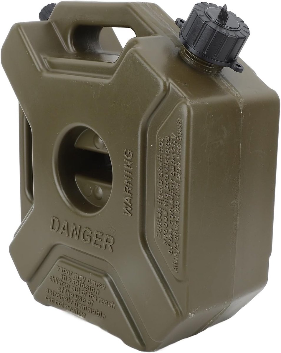 Draagbare schokbestendige brandstofcontainer van 5 liter voor terreinvoertuigen, motoren en outdoor gebruik, groen en veilig