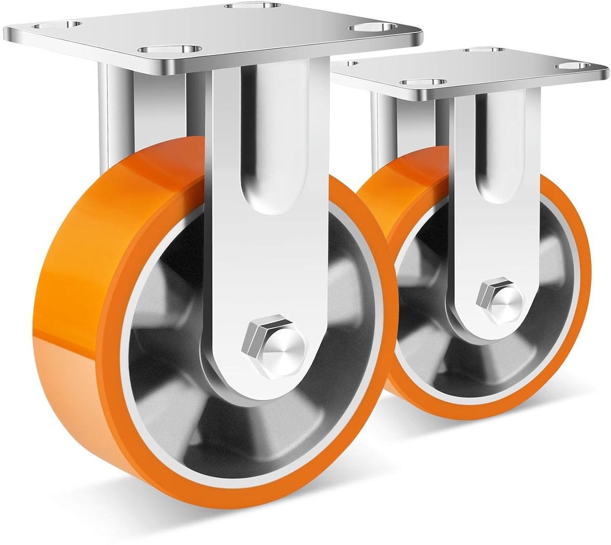 Set van 2 Vaste Meubelwielen van 5 Inch met een Draagcapaciteit van 1000 lb, Duurzame Polyurethaan Wielen voor Industrie en Grote Projecten