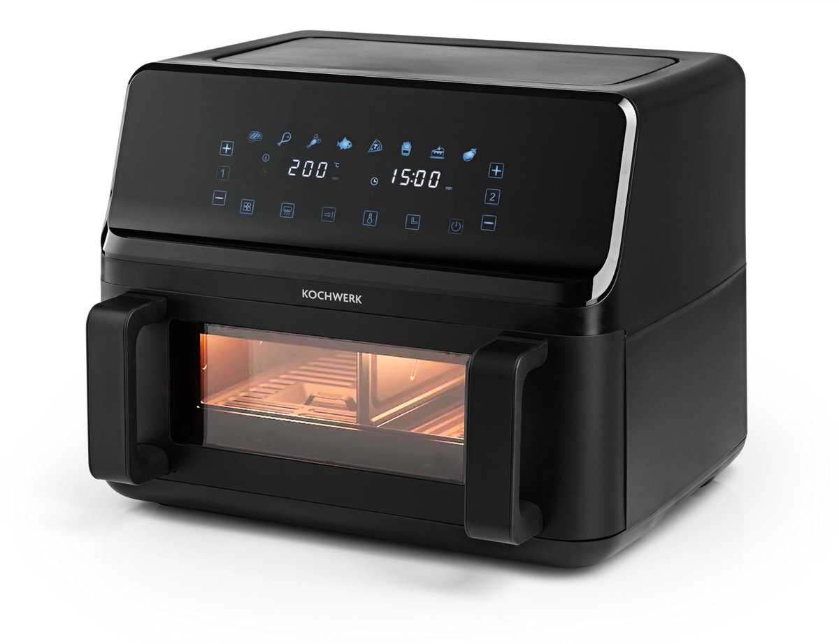 SnelShoppen - Vario-airfryer 9L met dubbele kamer, touchscreen, 8 programma's, vetarm frituren zonder olie, 2700W Smart-Cook functie voor keuken, fees