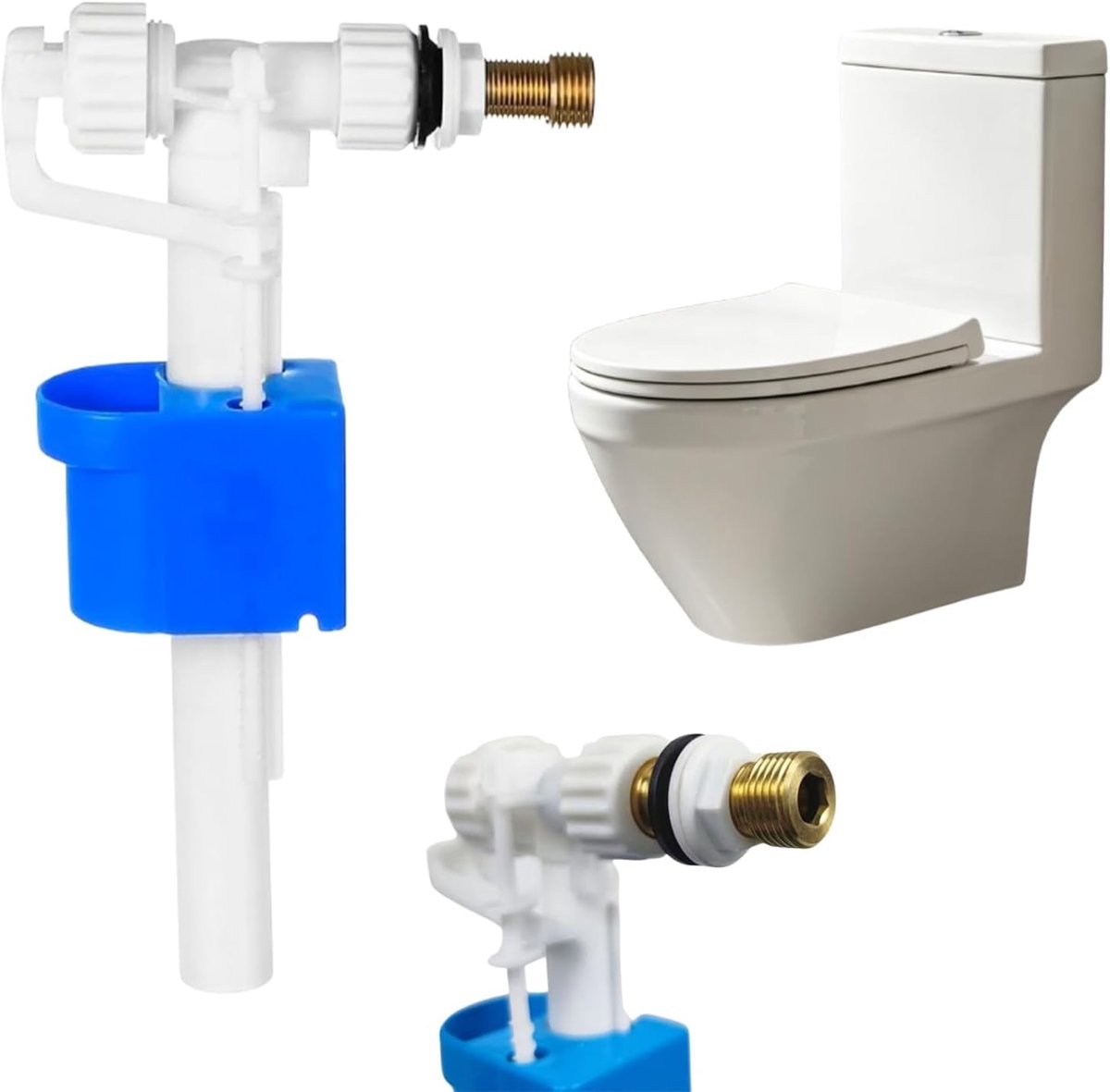 Vulventiel voor toilet met verstelbare vlotterkraan, geschikt voor kunststof en keramische tanks, eenvoudig te installeren en waterbesparend
