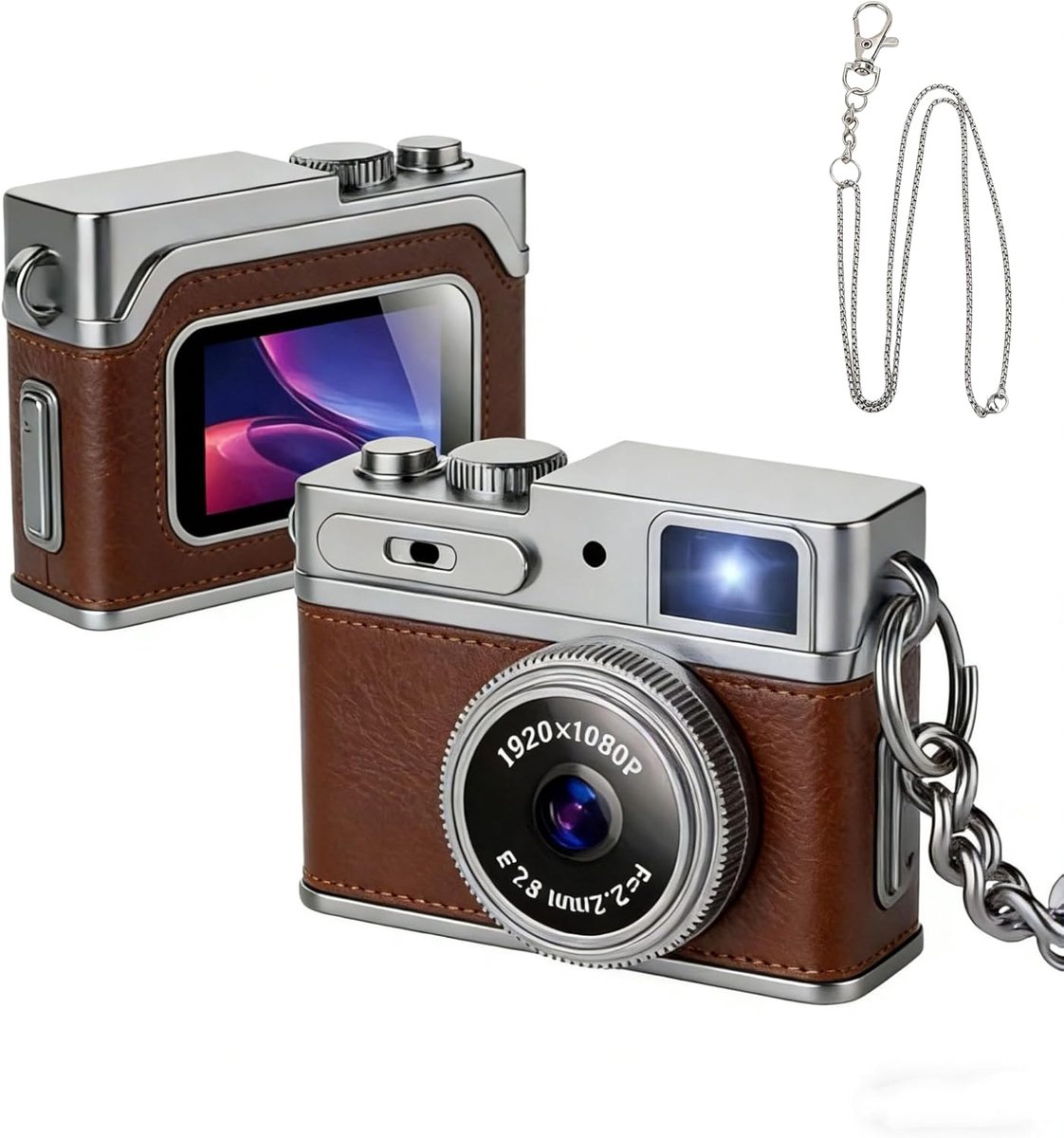 SnelShoppen - Mini Digitale Camera 1080P FHD Retro Fotocamera met 32GB Kaart, 0.96 Inch Kleuren Scherm, Compacte Sleutelhanger Camera voor Reizen, Stu