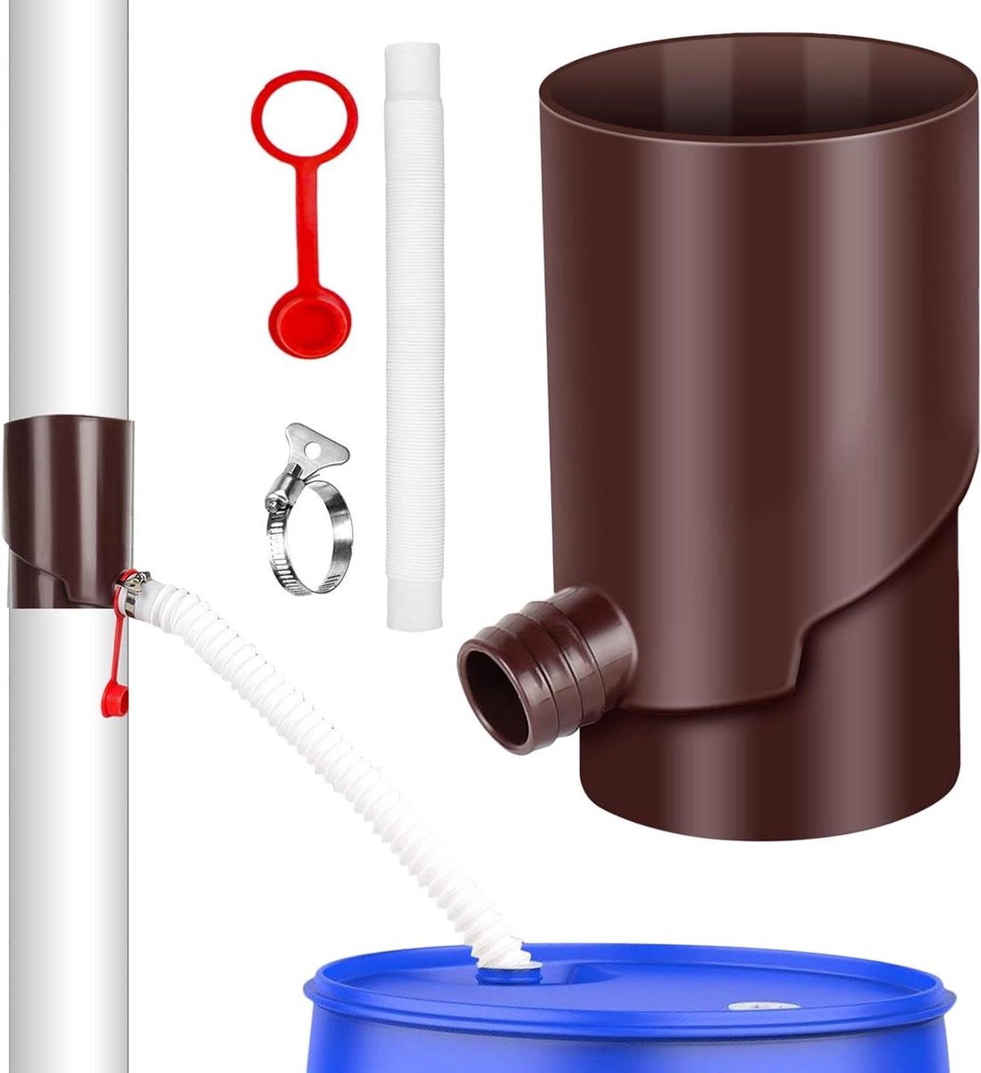 Watervat - Regenton set - Water verzamelen - Probleemloze montage - Grote capaciteit - Bruin