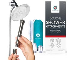 SnelShoppen - 8-delige Douchekit voor Intieme Hygiëne - Unisex Aluminium Douchekop voor Darmspoeling - Thuis Douche met Velvet Opbergzak, Reinigingsbo