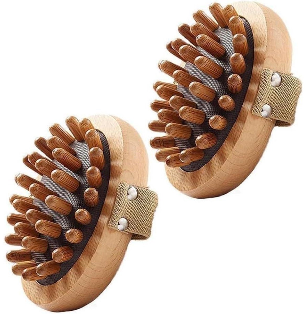 GELLDG Meridian Anti-cellulitis Lichaamsmassageborstel – 2-delige set – Lichaamsborstel voor lymfedrainage – Houten massageborstel met rustgevend luchtkussen – Meridian-massagehulpmiddel – Massageapparaat van natuurlijk hout