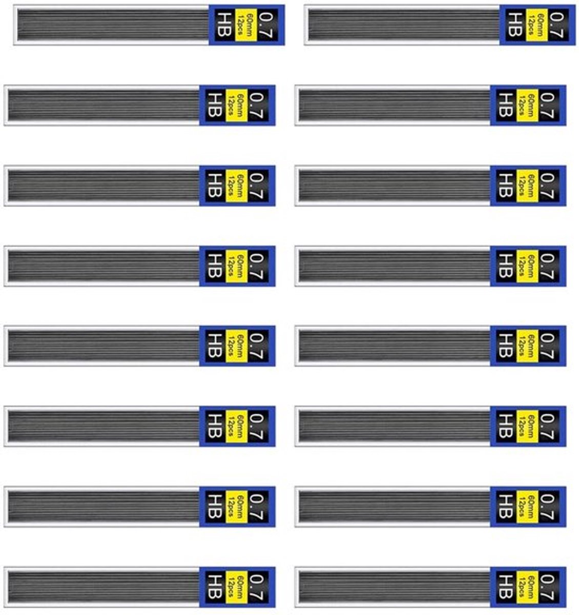 Navullingen 0,7 mm HB - Vullingen voor Vulpotlood - 192 Stuks - Onbreekbare Vullingen - Geschikt voor Mechanische Potloden - 60 mm Lang