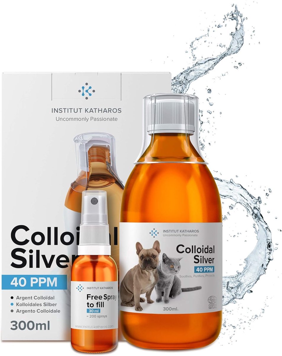 SnelShoppen - Colloïdaal Zilver Antiseptisch 300ml Spray voor Honden en Katten ● Natuurlijke Behandeling tegen Huidproblemen (Jeuk, Allergie, Wond) ●