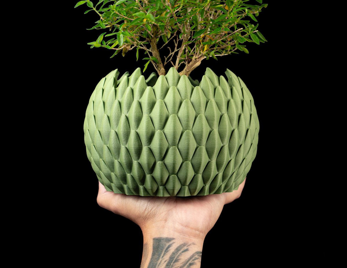 Skushy Dragonscale 02 Bloempot - Moderne Designpot voor Kamerplanten - Sculpturale Plantenpot voor Woonkamer en Kantoor - Premium Woondecoratie