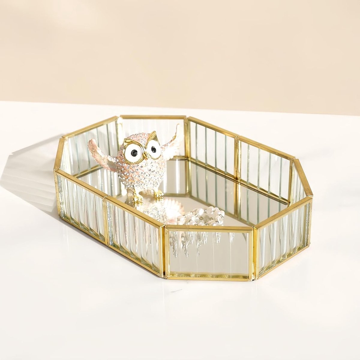 Gouden Vintage Decoratieve Spiegel Dienblad voor Parfum, Make-up en Badkameraccessoires