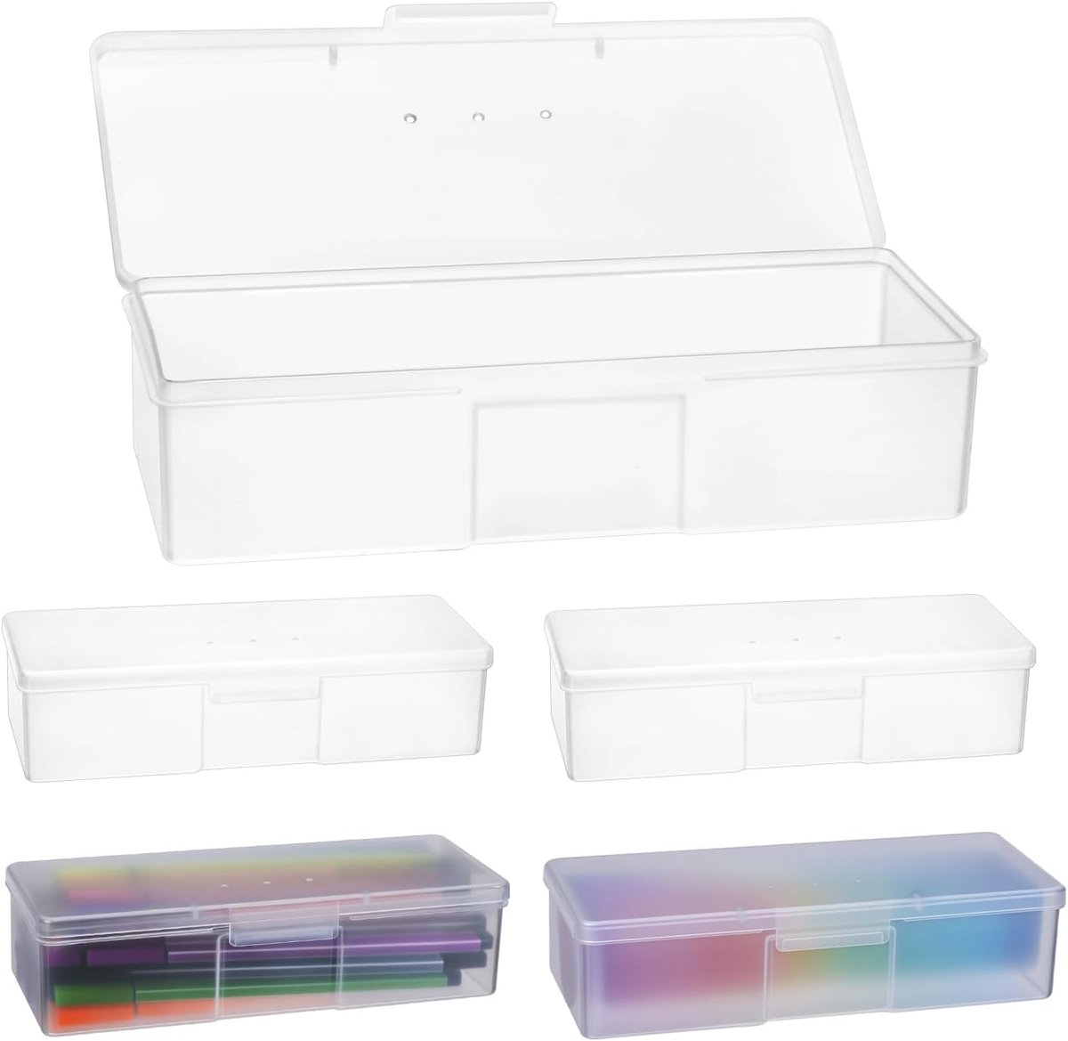 SnelShoppen - 5 Stuks Transparante Plastic Opbergdozen 19x7.5x3.8 cm - Waterdichte Organizers voor Make-up, Pencils, Nageltools, Vissen en Meer