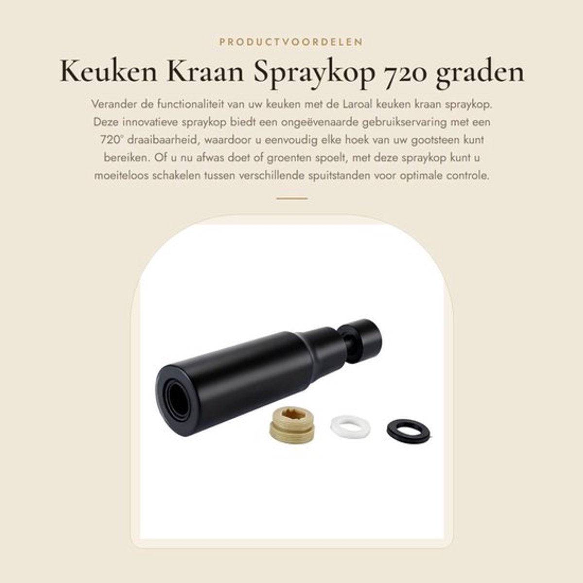 Keuken Kraan Spraykop - 720 graden Draaibaar - 3 Spuitstanden - Zwart - Hoge druk waterstraal - Functioneel ontwerp - Efficiënt gebruik -...