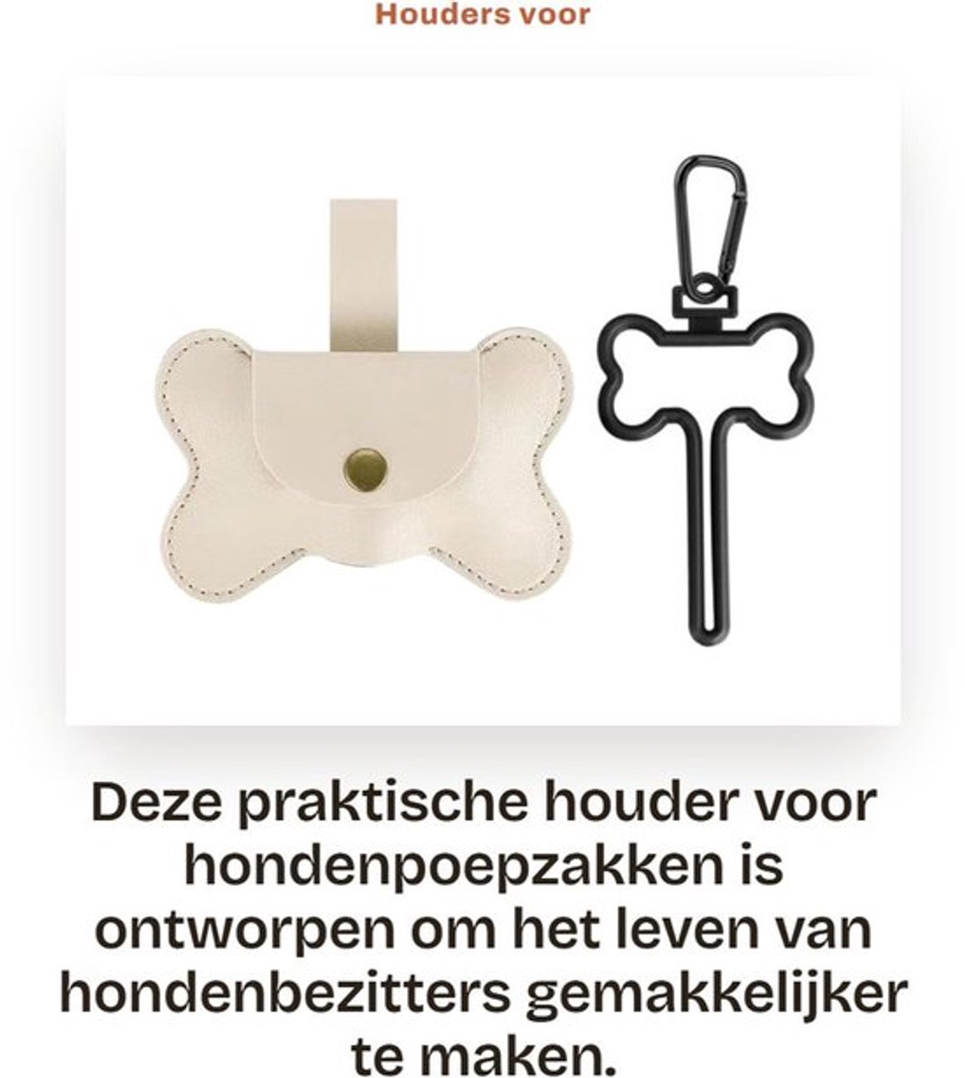 Hondenpoepzakjeshouder met botvorm - Poepzakjes dispenser - Opbergtas voor huisdieren - Haken voor vuilniszakken - Handig voor buiten - Vermindert gêne - Poepzakjesdispenser