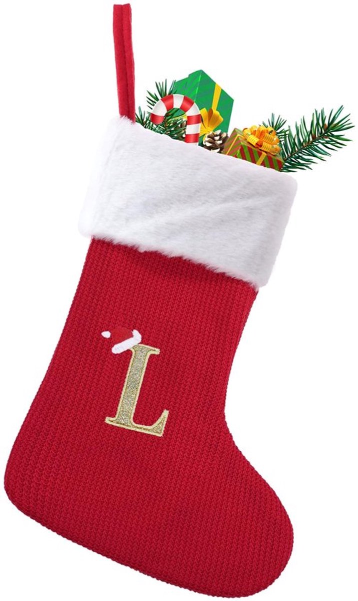 Kerstsokken Gepersonaliseerd - Gebreide Sokken - Rode Kerstmansokken - Kerstdecoratie - Kerstcadeau - Middelgrote Maat - Kerstkousen