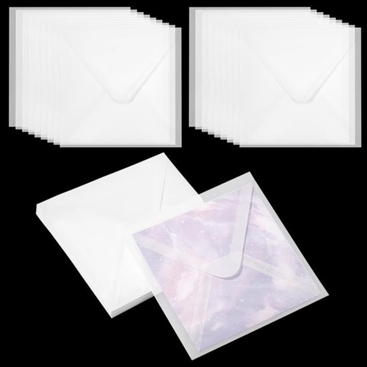 Papieren Enveloppen 30 Stuks - Grote Vierkante Enveloppen - Doorschijnende Uitnodigingsenveloppen - Wenskaartenveloppen - Duurzaam Papier - 16,5 x 16,5 cm