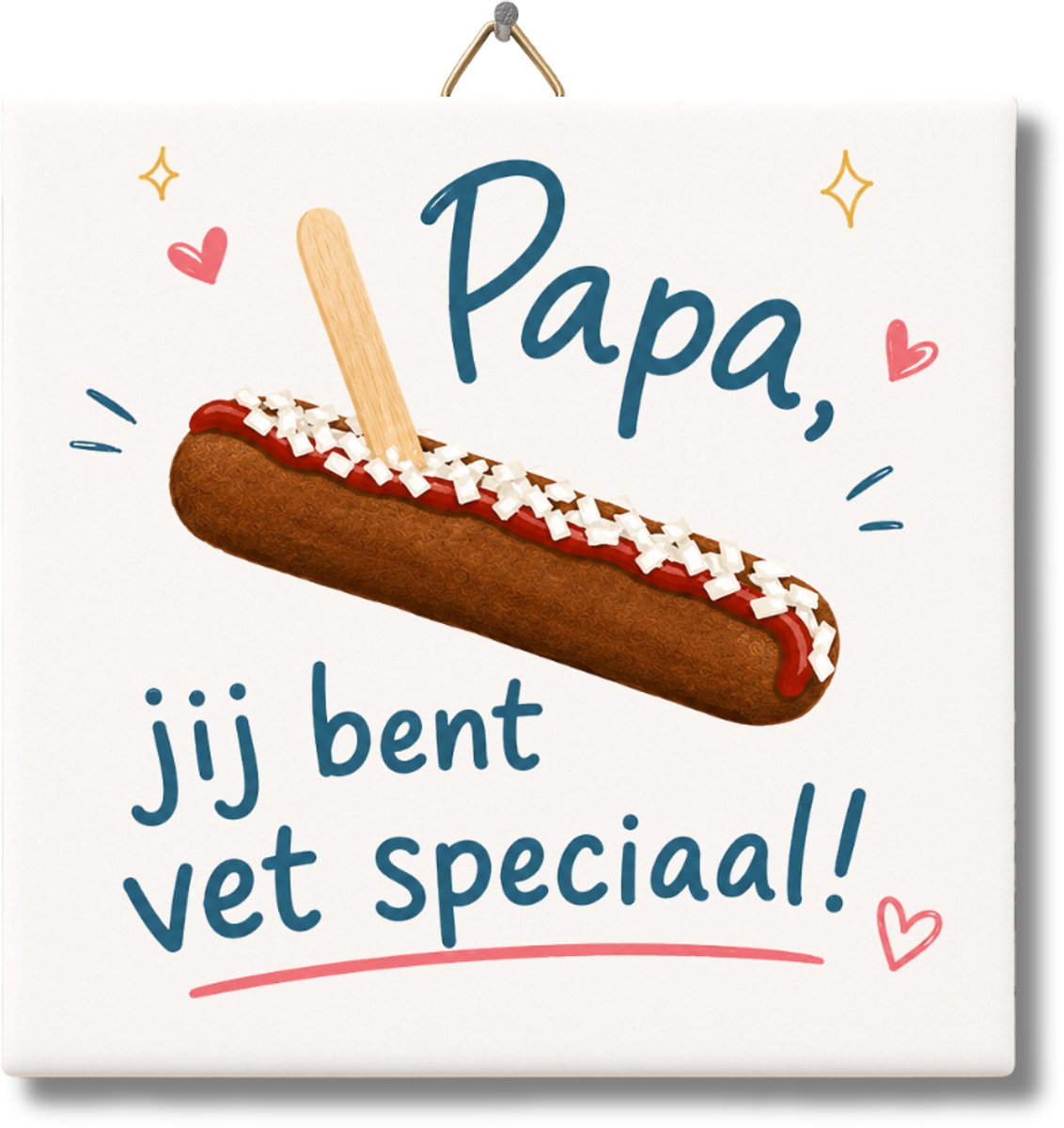 Tegeltje 15x15cm met Tekst van NietMokken® – Papa, jij bent vet speciaal! – Vaderdag Cadeau voor Papa – Lief Tegeltje met ophanghaakje – Premium verpakking, gratis viltje en ansichtkaart – Glossy