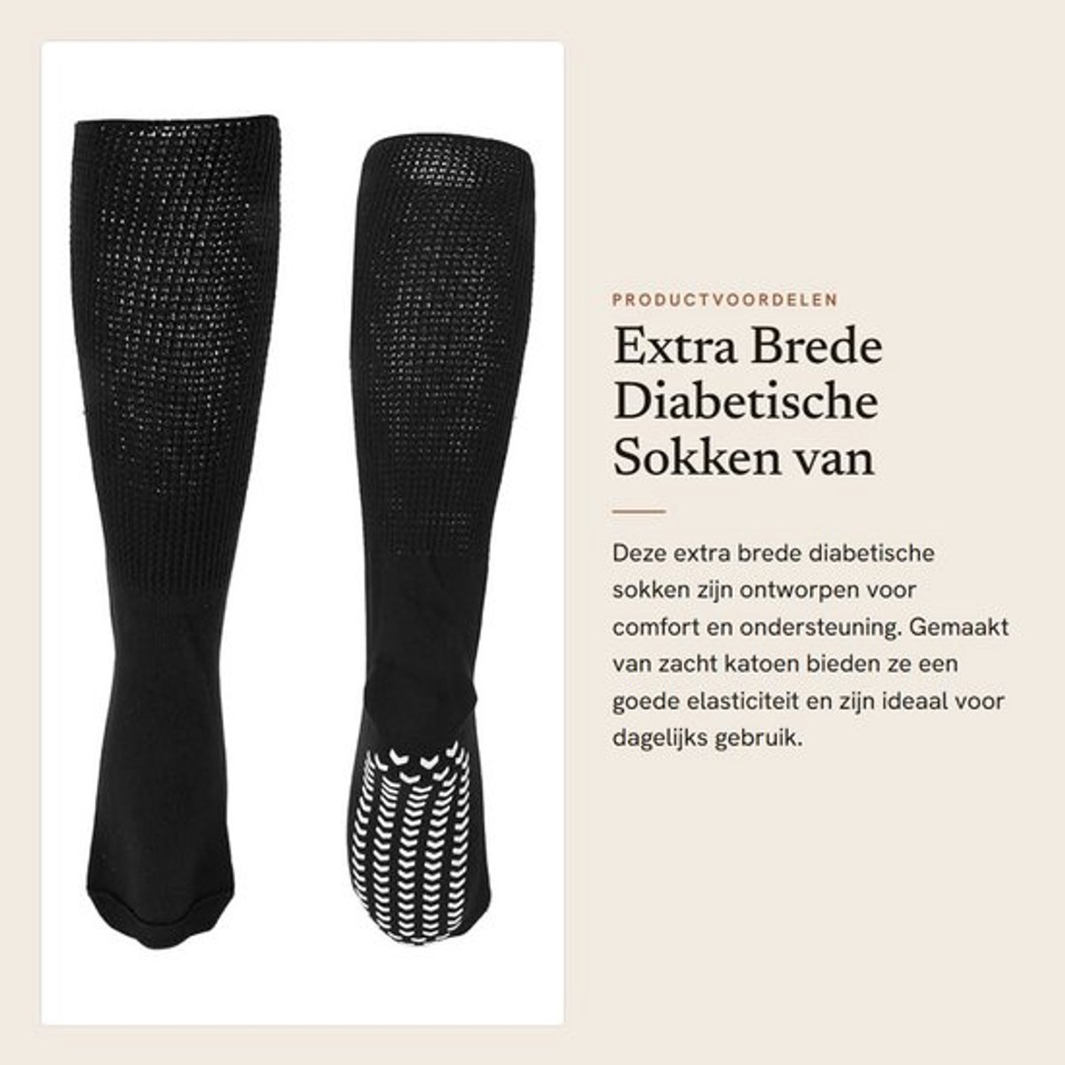 Diabetessokken Extra Breed - Katoen - Antislip Onderkant - Goede Elasticiteit - Zacht - Comfort voor Gezette Voeten - Gezondheidssokken